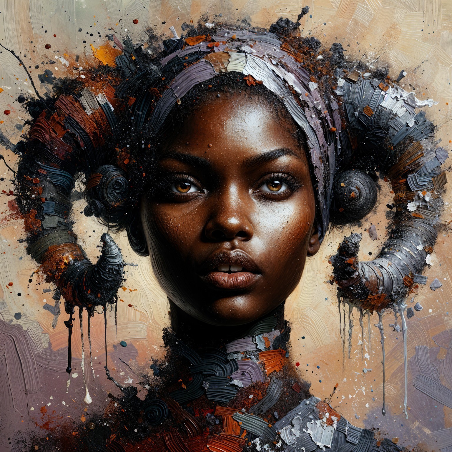Portrait of a Female Figure with Intricate Hair Design