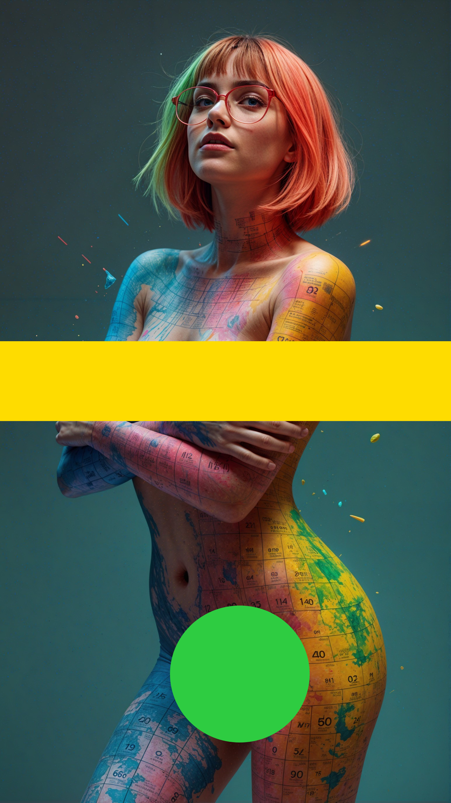 Bodyscape Art with Colorful World Map Body Paint