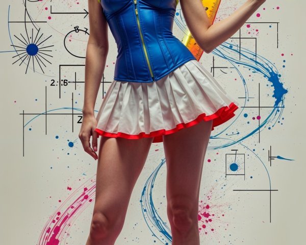 Vibrant Fashion Scene with Colorful Geometric Designs