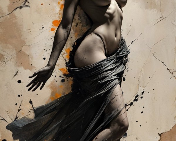 Abstract Figure in Dynamic Pose with Fluid Movement