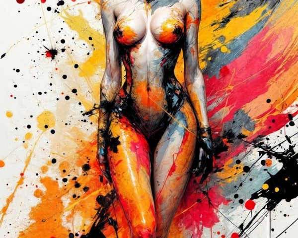 Humanoid Figure with Fox Head and Colorful Fur