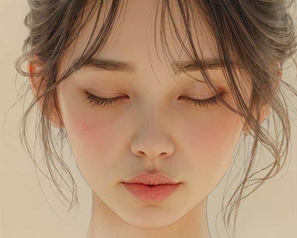 Close-Up Portrait of a Serene Young Woman