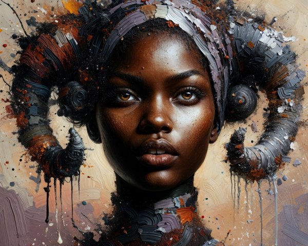 Portrait of a Female Figure with Intricate Hair Design
