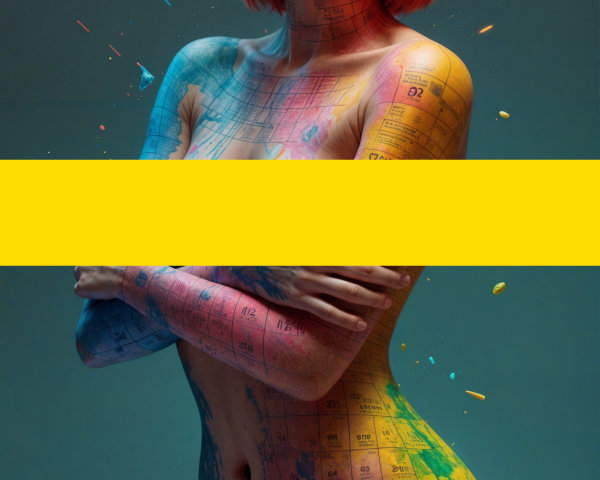 Bodyscape Art with Colorful World Map Body Paint