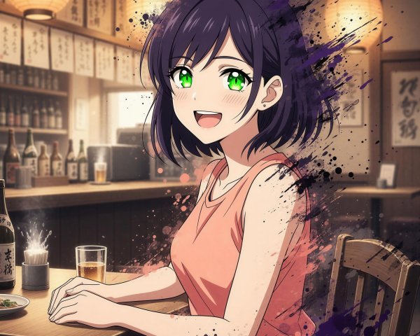 Anime-Style Digital Painting of a Young Woman