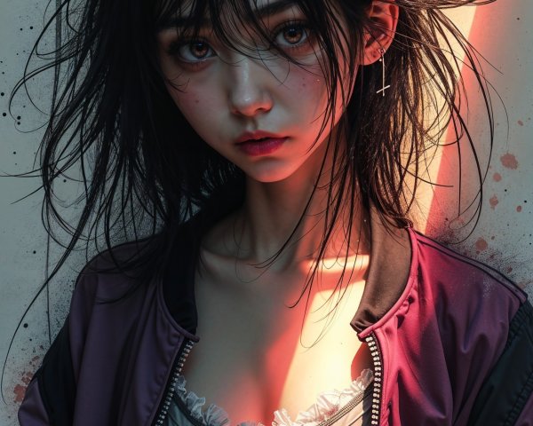 Portrait of a Young Woman with Dramatic Lighting