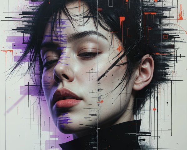 Portrait of a Young Woman with Geometric Patterns