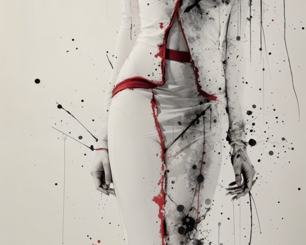 Monochrome Artwork of Woman in Elegant Suit