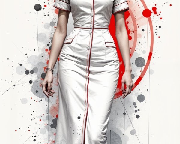 Woman in Nurse Uniform with Paint Splashes Background