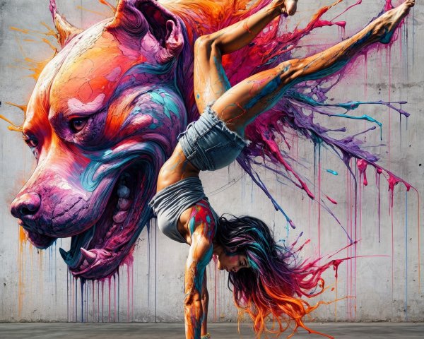Vibrant Mural and Dancer in Colorful Display
