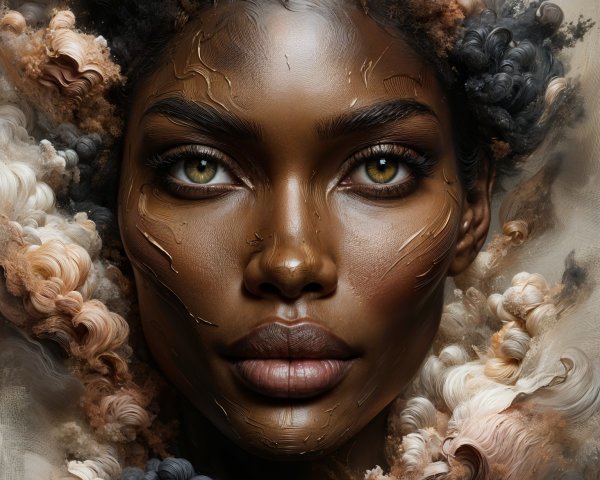 Portrait of a woman with expressive features and curls