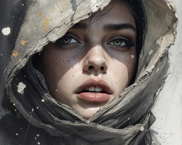 Close-up Portrait of a Young Woman with Green Eyes