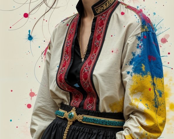 Elegant Young Woman in Traditional Embroidered Top