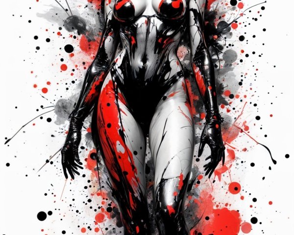 Abstract Female Figure Illustration with Bold Colors