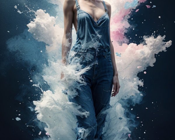 Surreal Figure in Colorful Smoke with Pink Hair