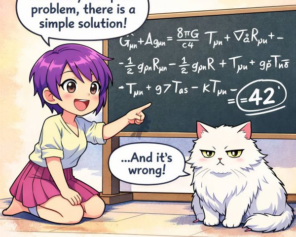Anime-style girl solving a complex math equation