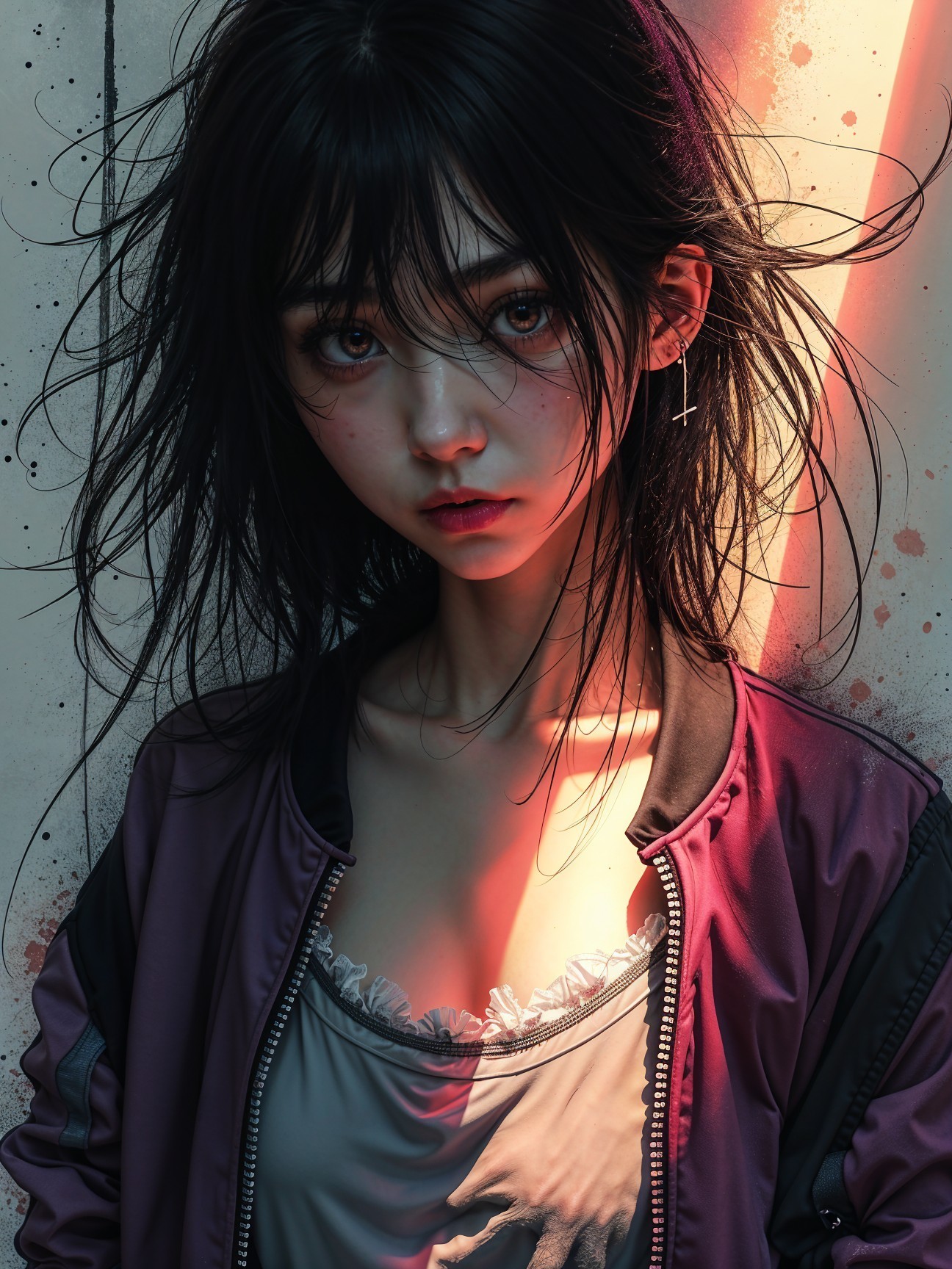 Portrait of a Young Woman with Dramatic Lighting