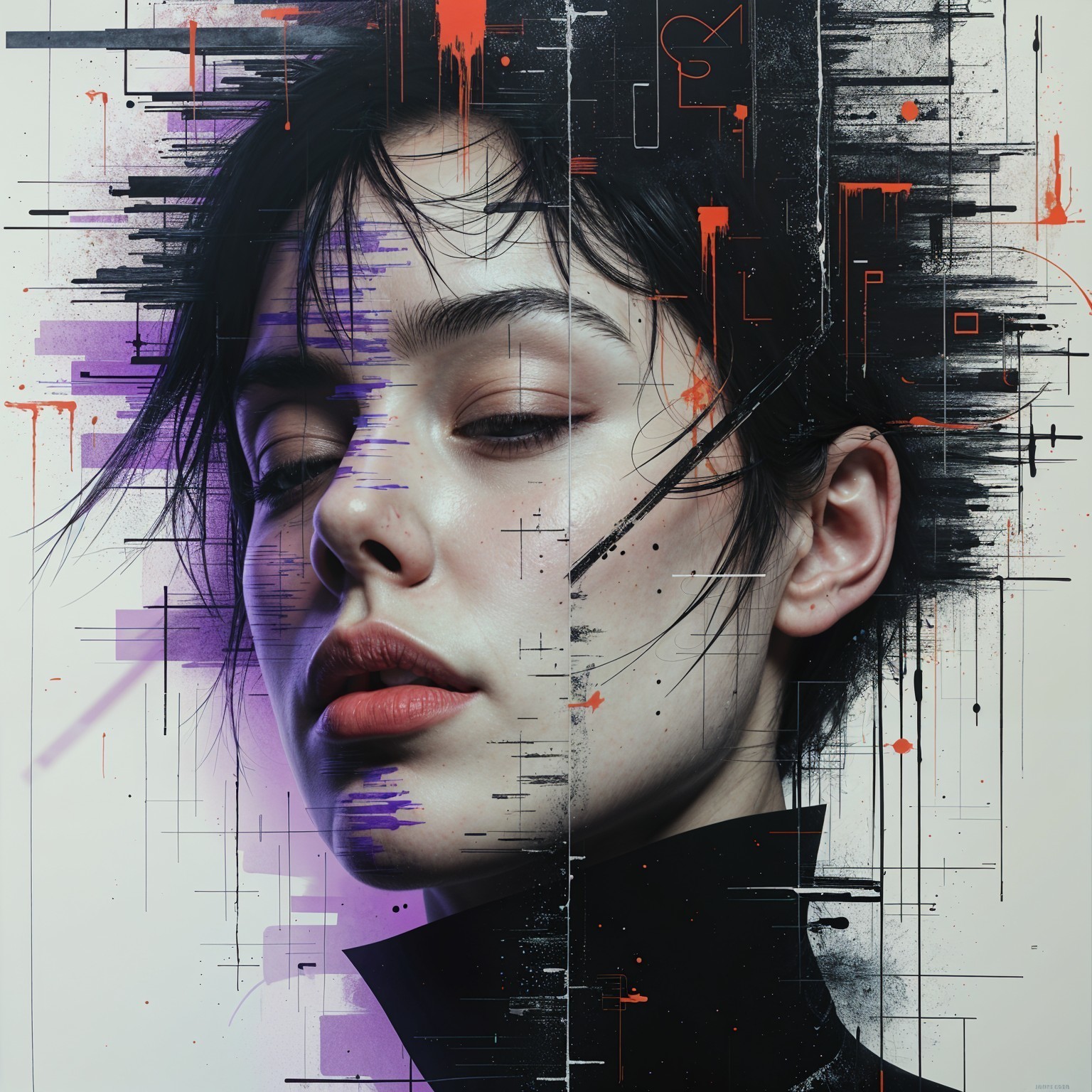 Portrait of a Young Woman with Geometric Patterns