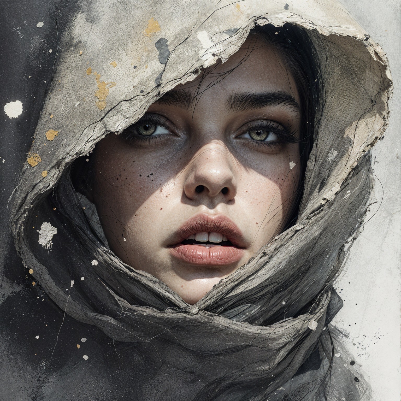 Close-up Portrait of a Young Woman with Green Eyes