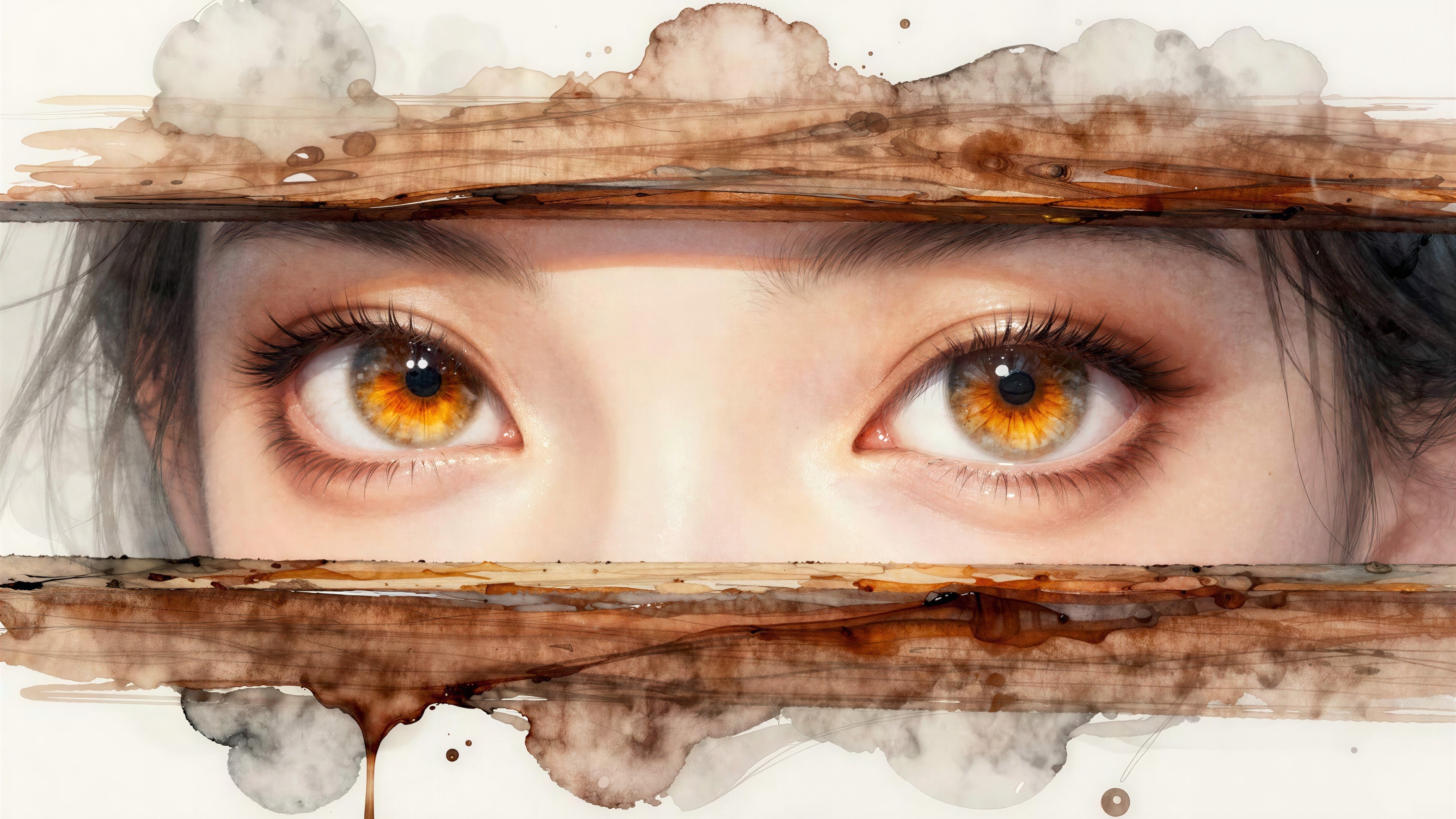 Close-Up Digital Painting of Woman's Eyes and Cheeks