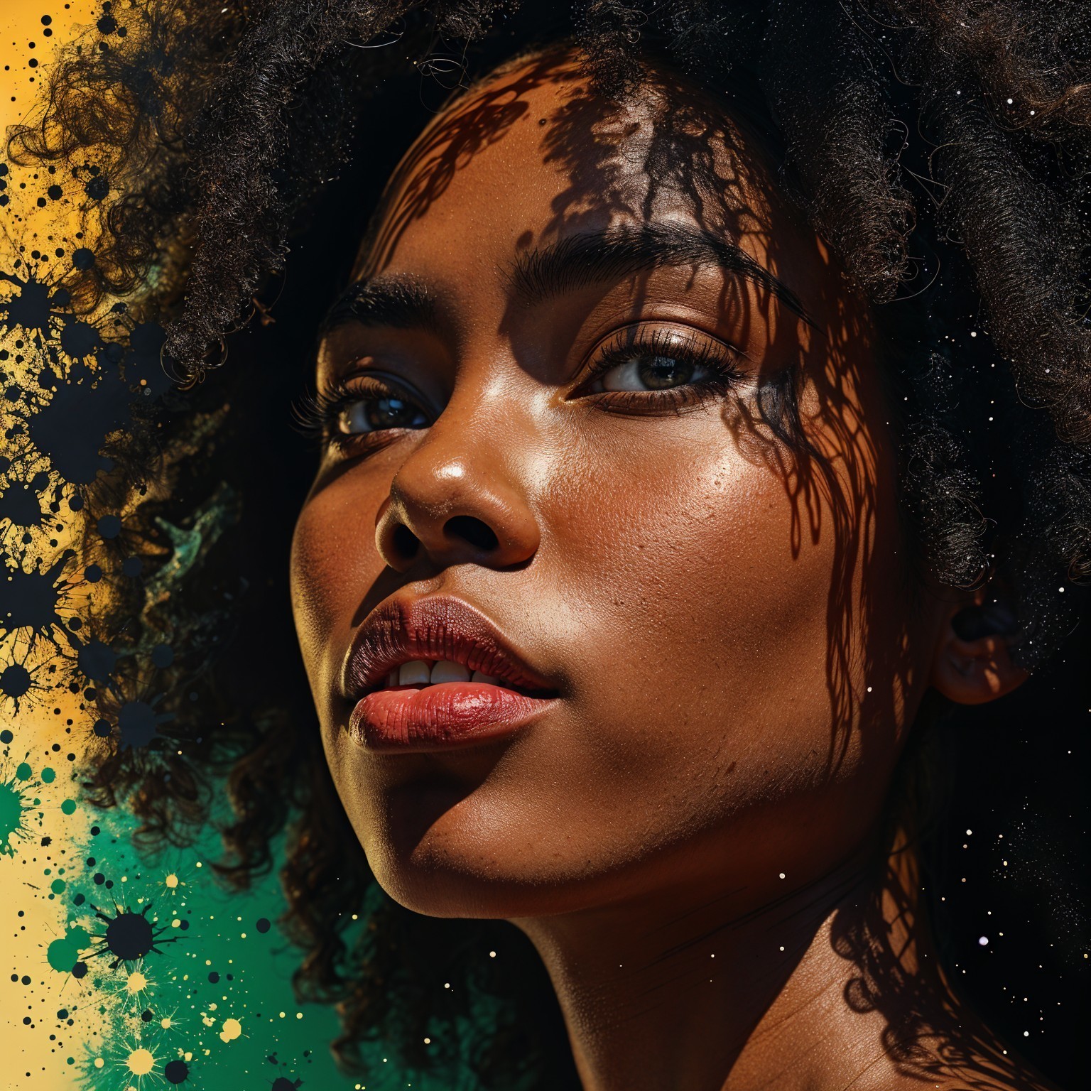 Close-Up Portrait of a Woman with Textured Curls