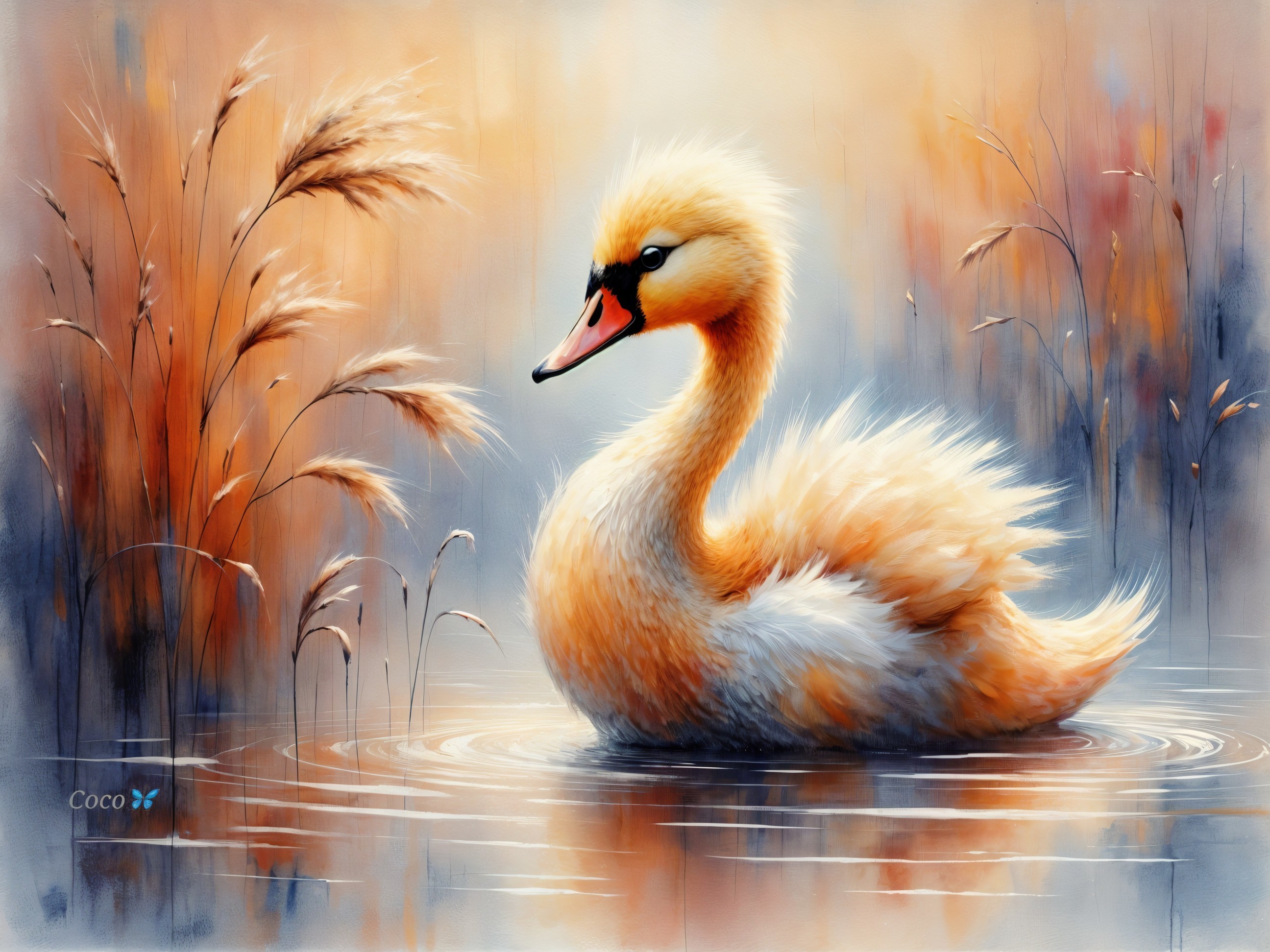 Swan Gliding Through Calm Waters in Serene Setting