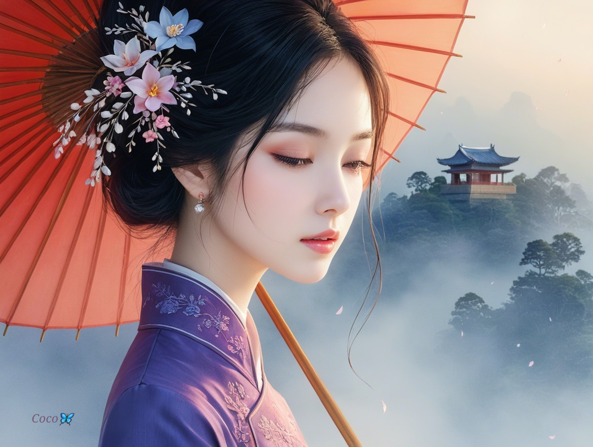 Serene Portrait of Woman in Traditional Attire