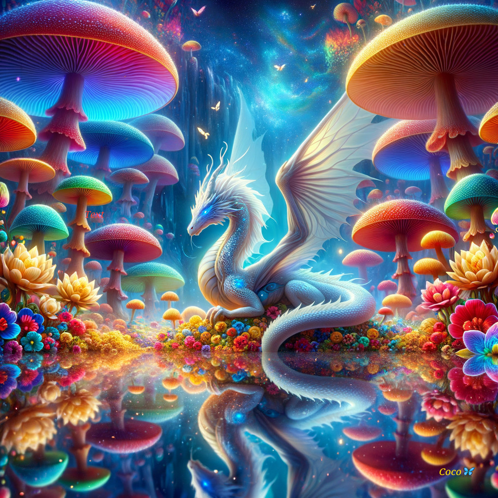 Majestic White Dragon in a Fantastical Landscape