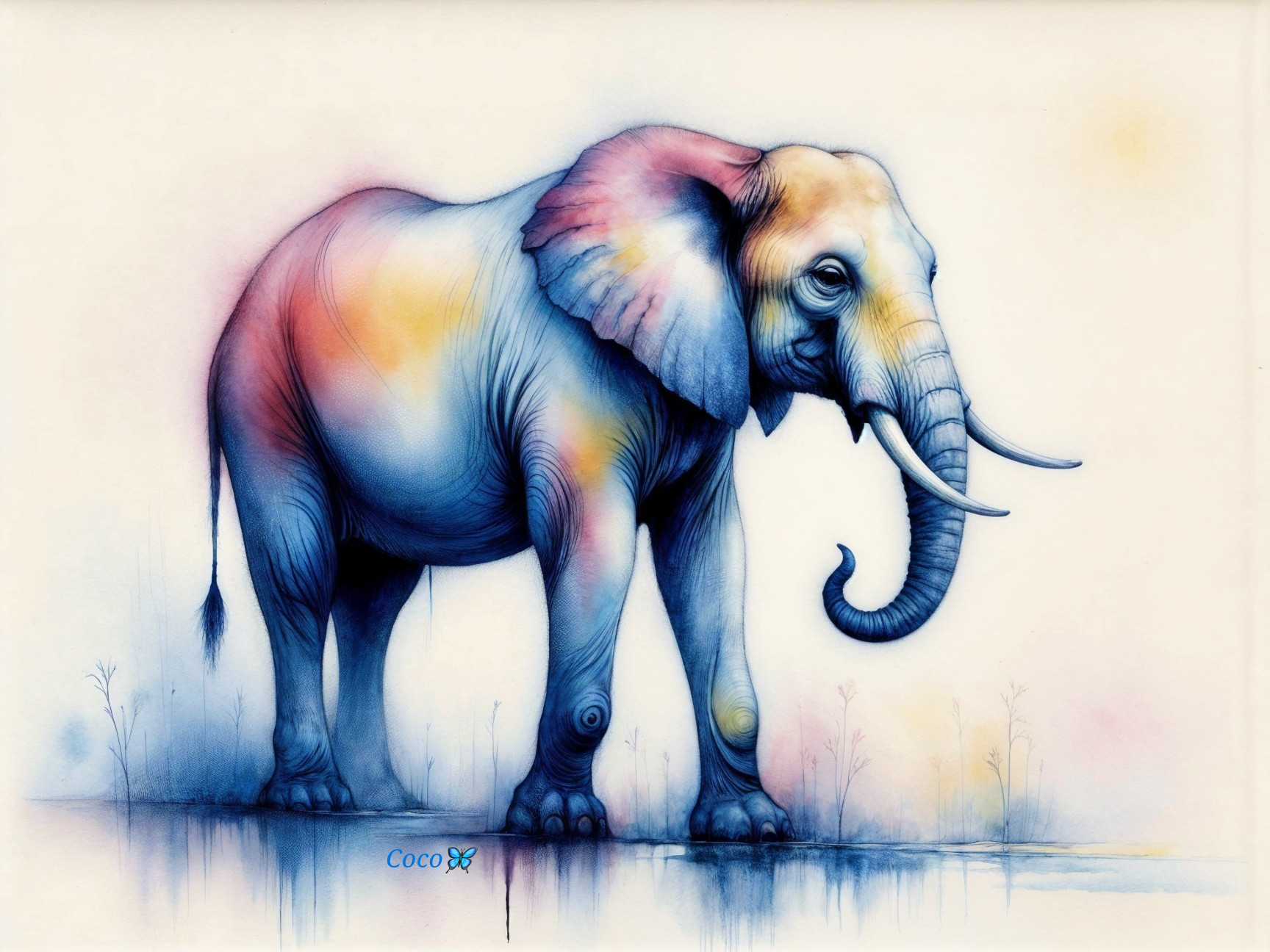 Illustration of a Vibrant Elephant on Soft Background