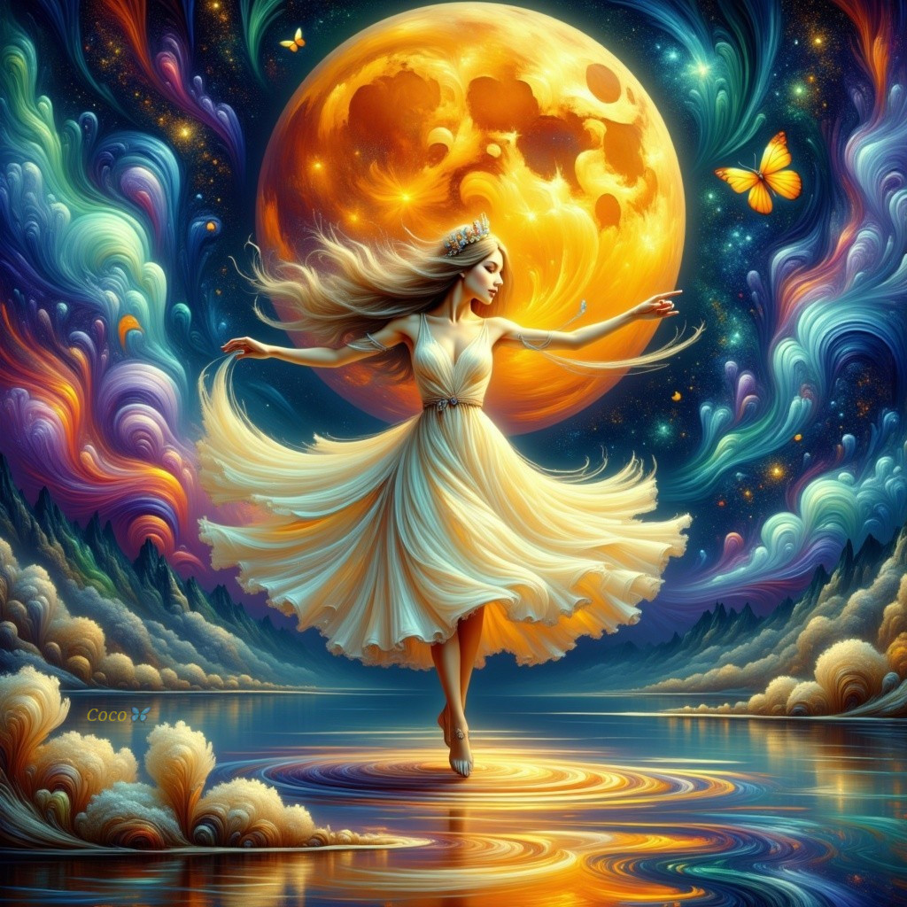 Ethereal Dance of a Woman in a White Dress