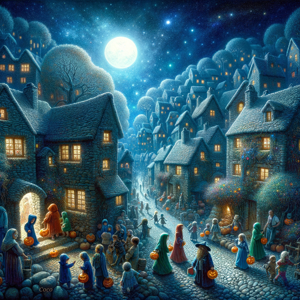 Moonlit Village Celebrates Autumn Festivities