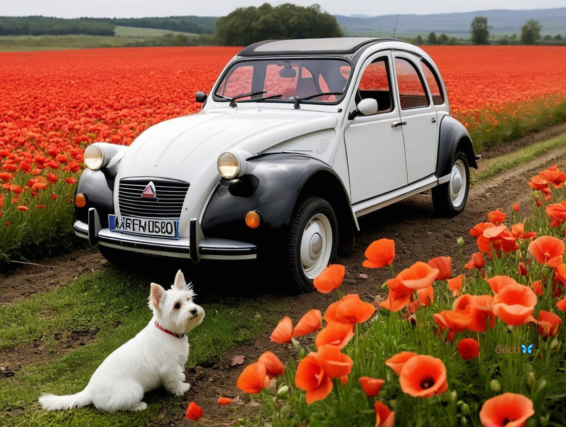 Classic Black and White Car by Scenic Poppy Road