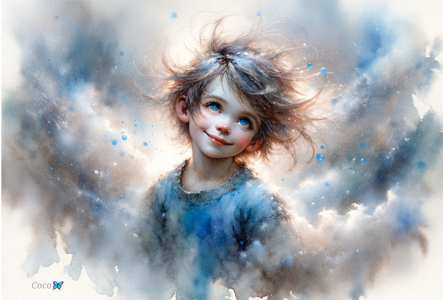 Whimsical Illustration of a Joyful Young Boy