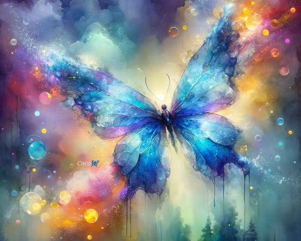 Vibrant Butterfly in a Celestial Dreamscape
