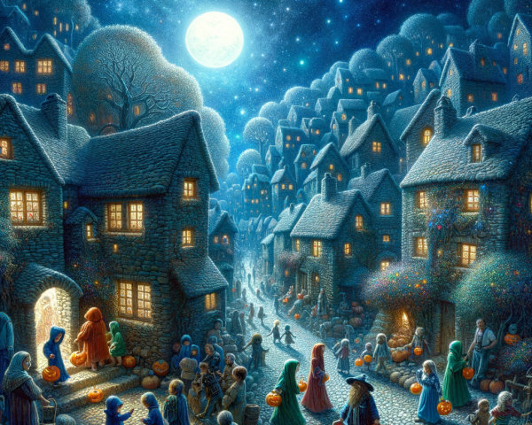 Moonlit Village Celebrates Autumn Festivities