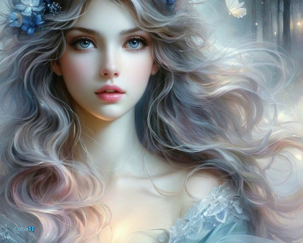 Portrait of a Young Woman in a Whimsical Forest