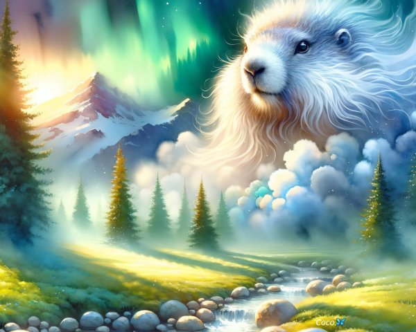 Whimsical Landscape with Mountain and Aurora Features