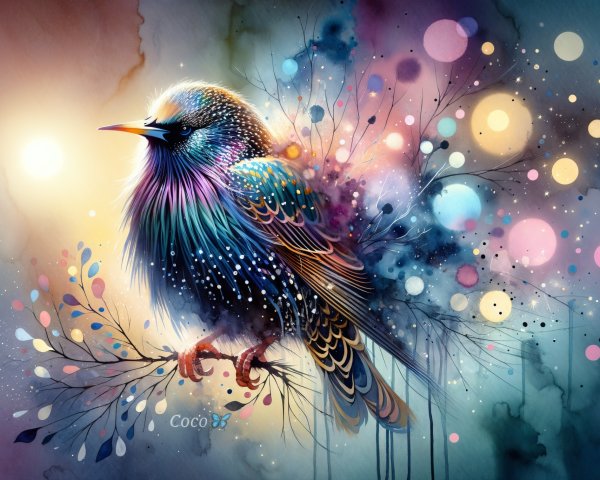 Vividly Colored Bird Against Dreamy Background