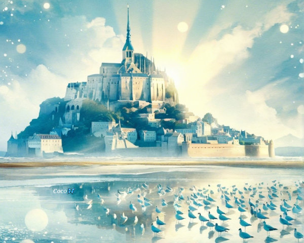 Majestic castle on rocky outcrop with serene landscape