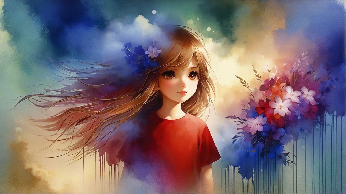 Dreamy Portrait of a Young Girl with Flowers