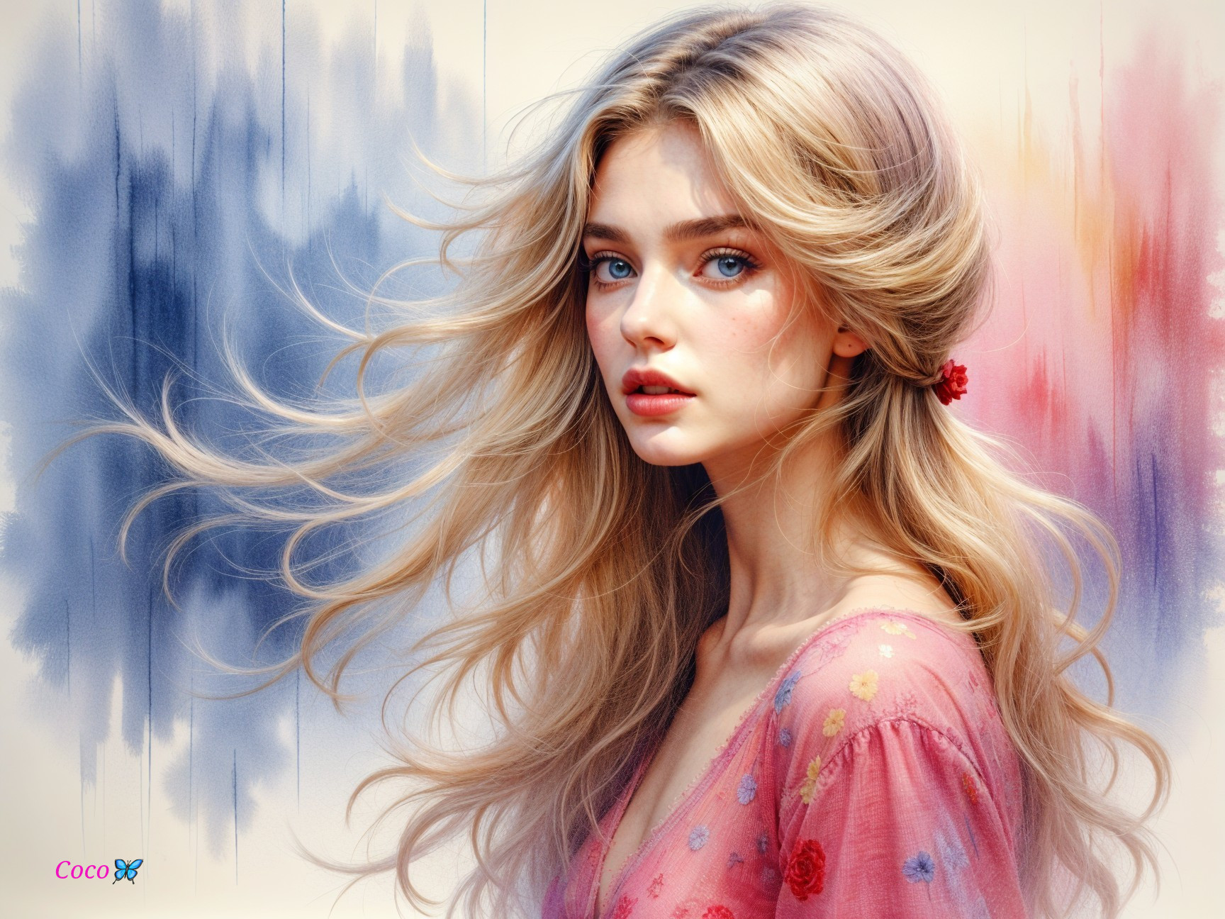 Close-up Portrait of a Young Woman with Blonde Hair