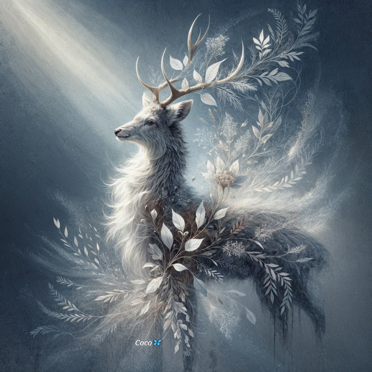 Majestic white deer in serene natural setting