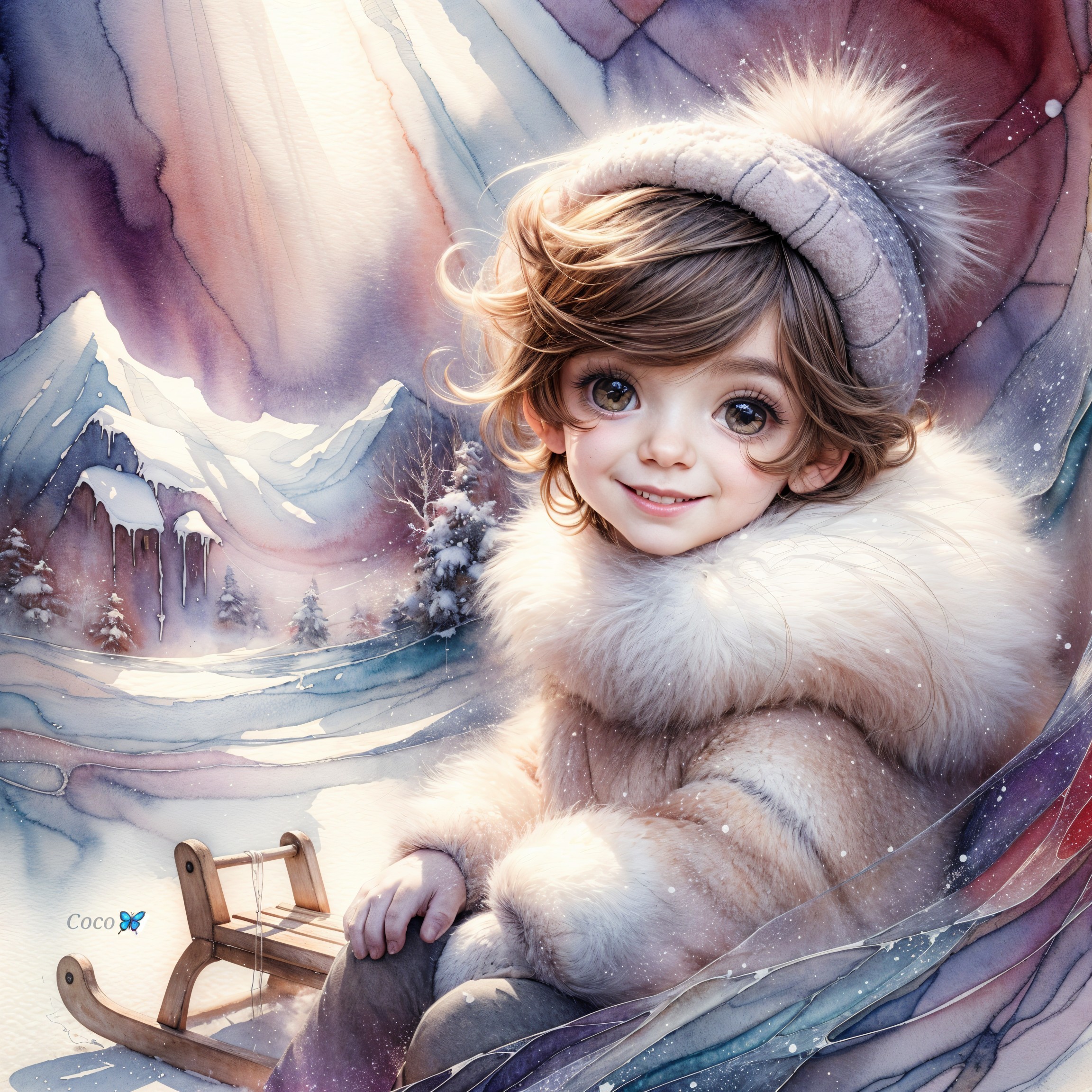 Charming Winter Scene with Child in Cozy Attire