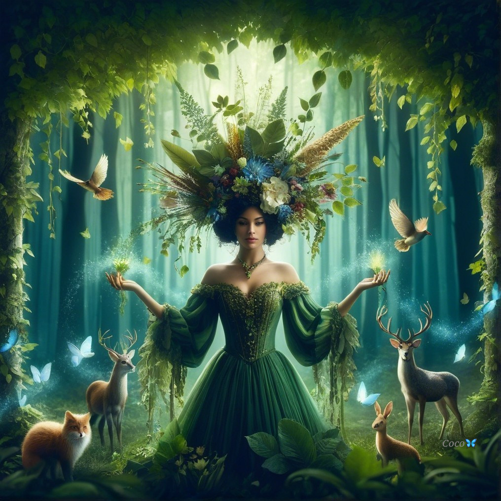 Enchanting Scene in a Magical Forest with Wildlife