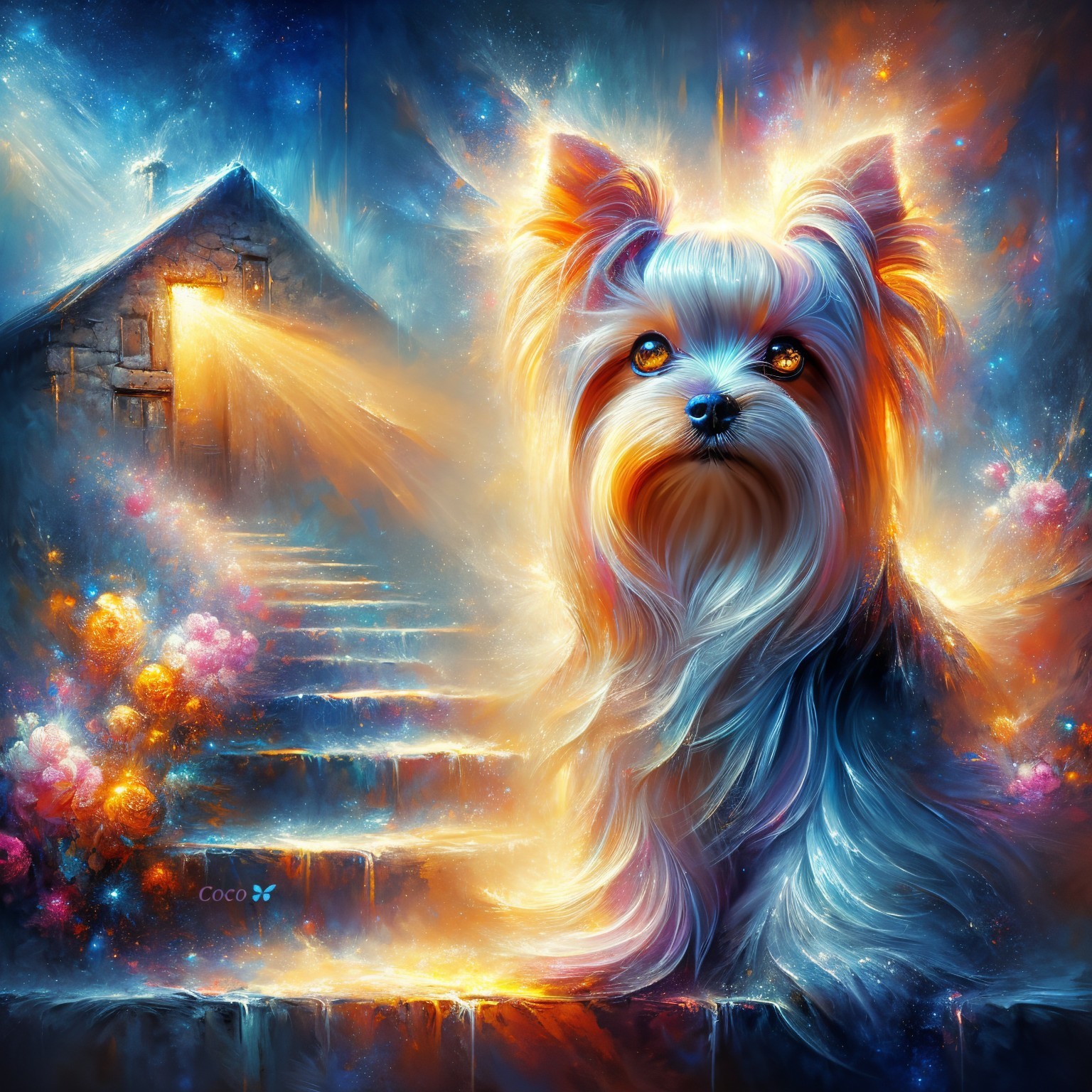 Yorkshire Terrier in a Vibrant Dreamlike Landscape