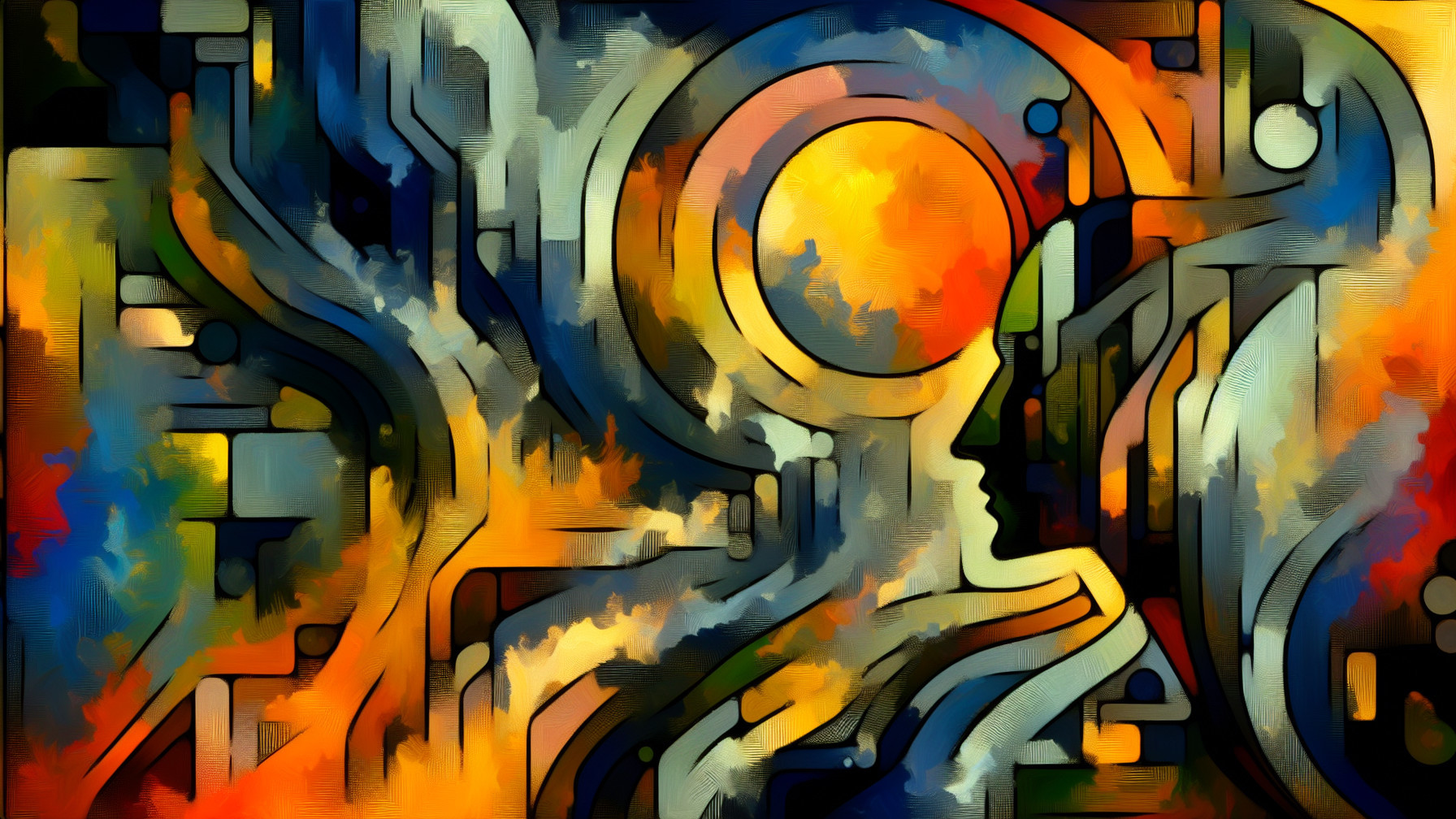 Abstract Composition with Vibrant Colors and Shapes
