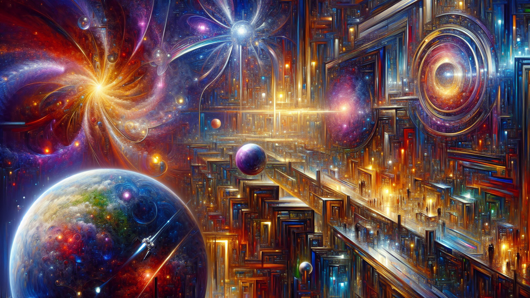 Vibrant Cosmic Scene with Nebulae and Stars