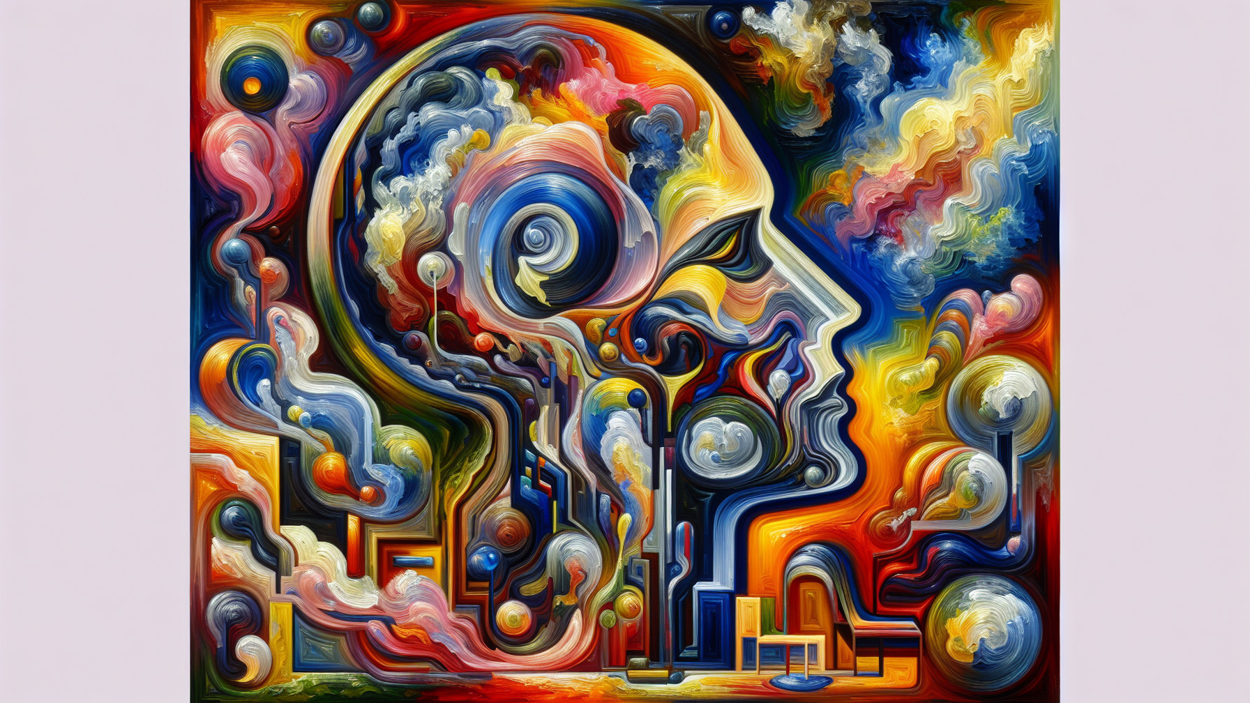 Abstract Human Head Profile with Colorful Swirls