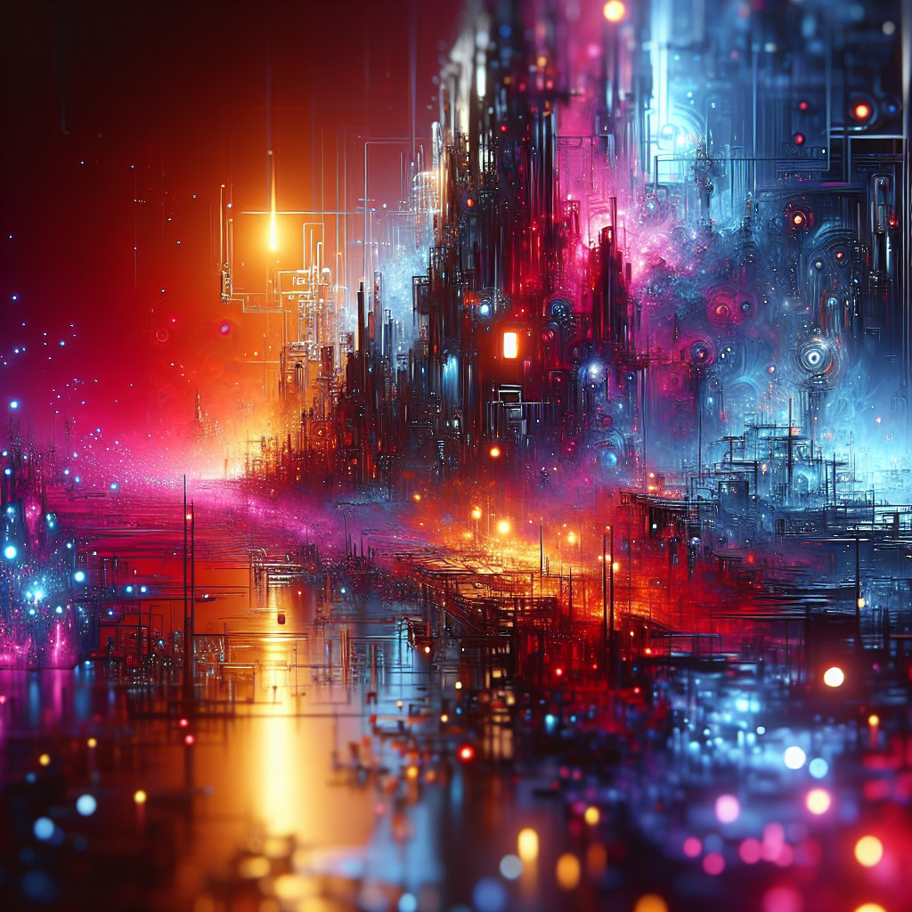 Vibrant Abstract Scene with Geometric Patterns and Colors