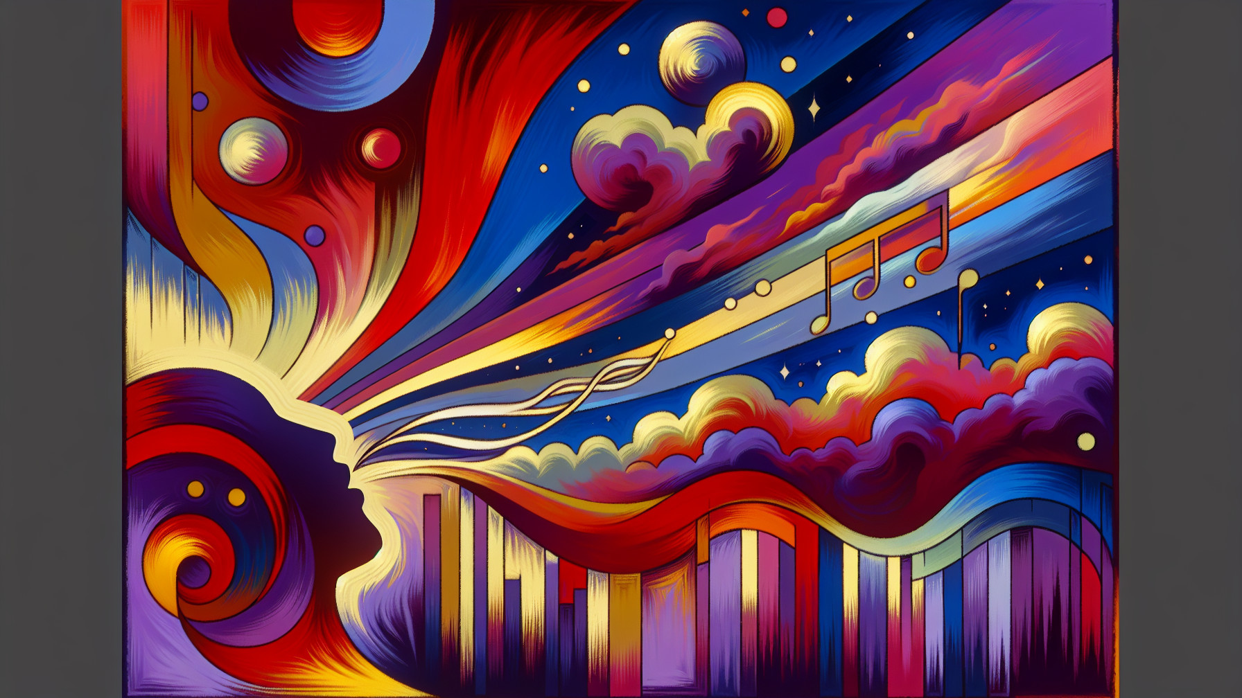 Abstract Profile Silhouette with Colorful Swirls